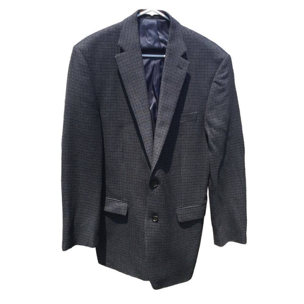 Ralph Lauren wool sports coat mens 44L 44 long grey plaid blazer classic preppy